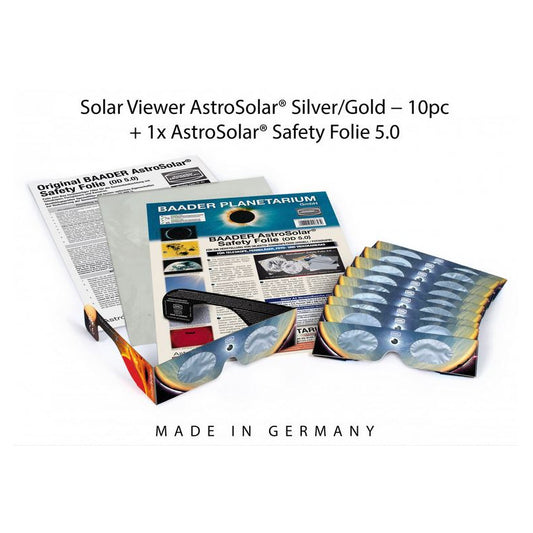 Solar Protection Set with 10 AstroSolar® Silver/Gold Glasses and 1 AstroSolar® Sheet - Baader