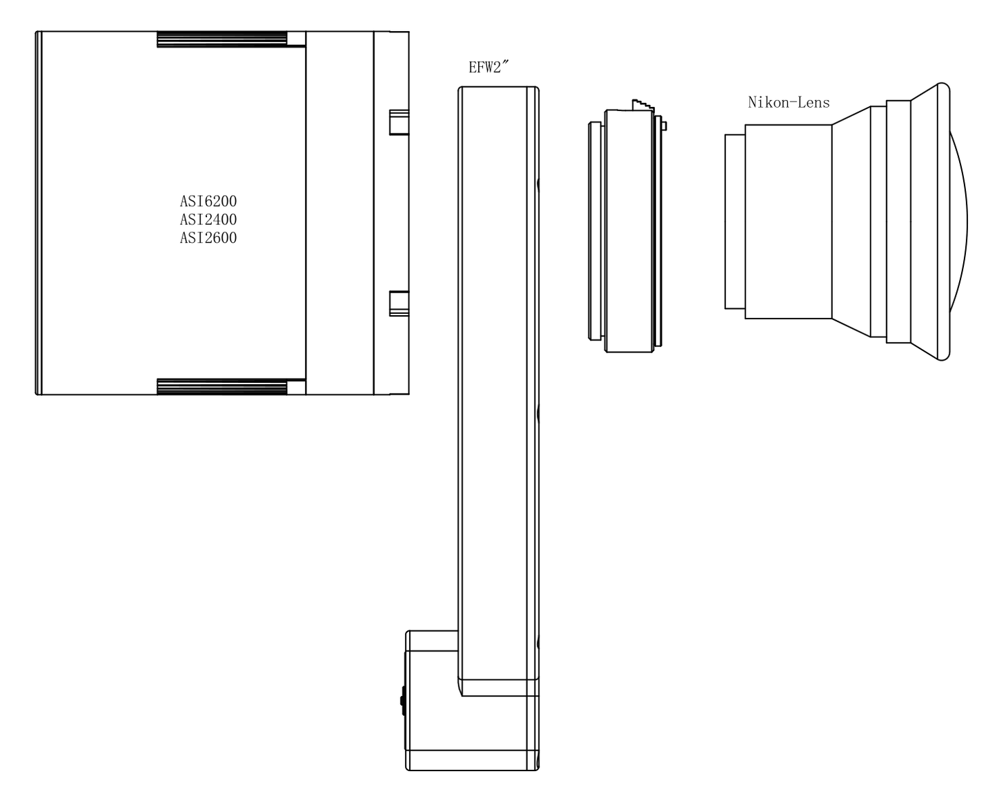 Adaptatorius ZWO Nikon objektyvui su M54x0.75 srieginiu - ZWO