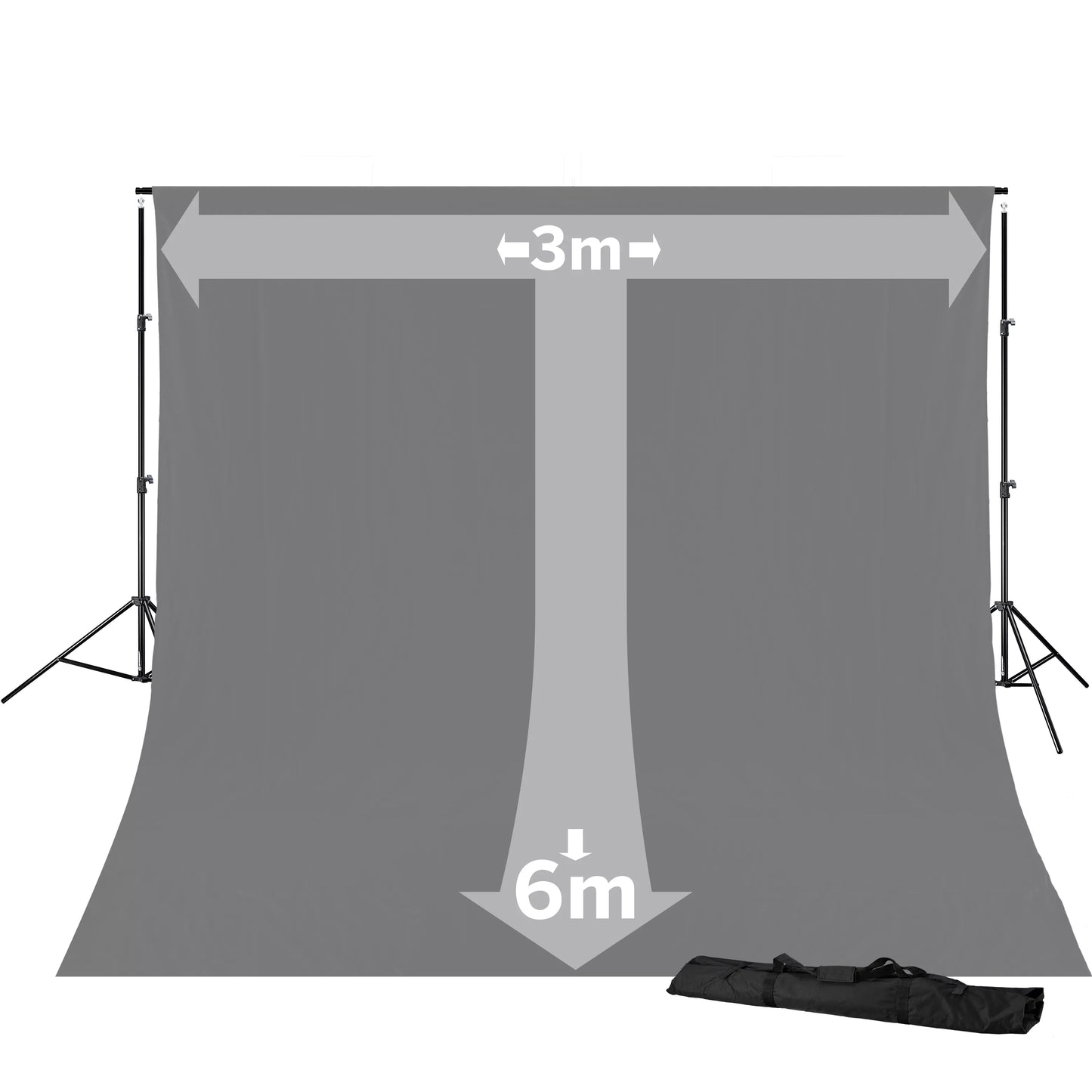 Supporto BR-D23 e sfondo in tessuto grigio 3 x 6 m - Bresser