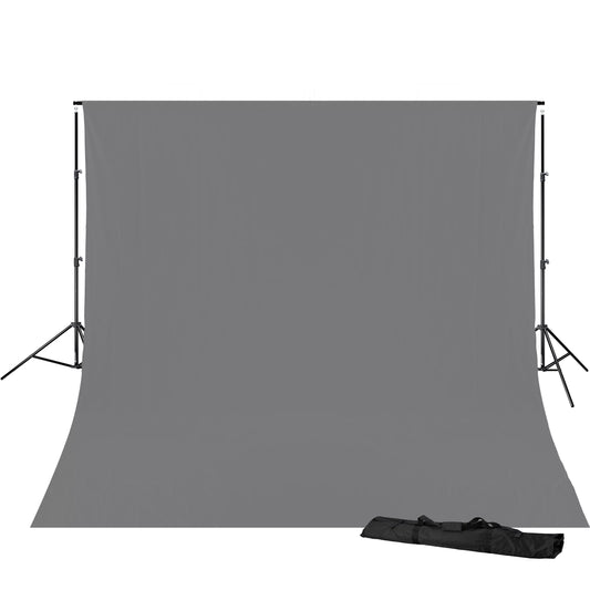 Kit support de fond studio avec toile coton grise 3 x 6 m Bresser BR-D23