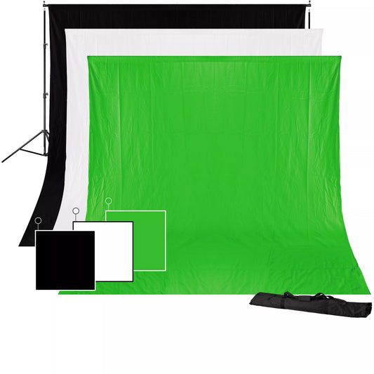 Kit support de fond photo 3 x 4 m avec 3 fonds Bresser BR-BGS1