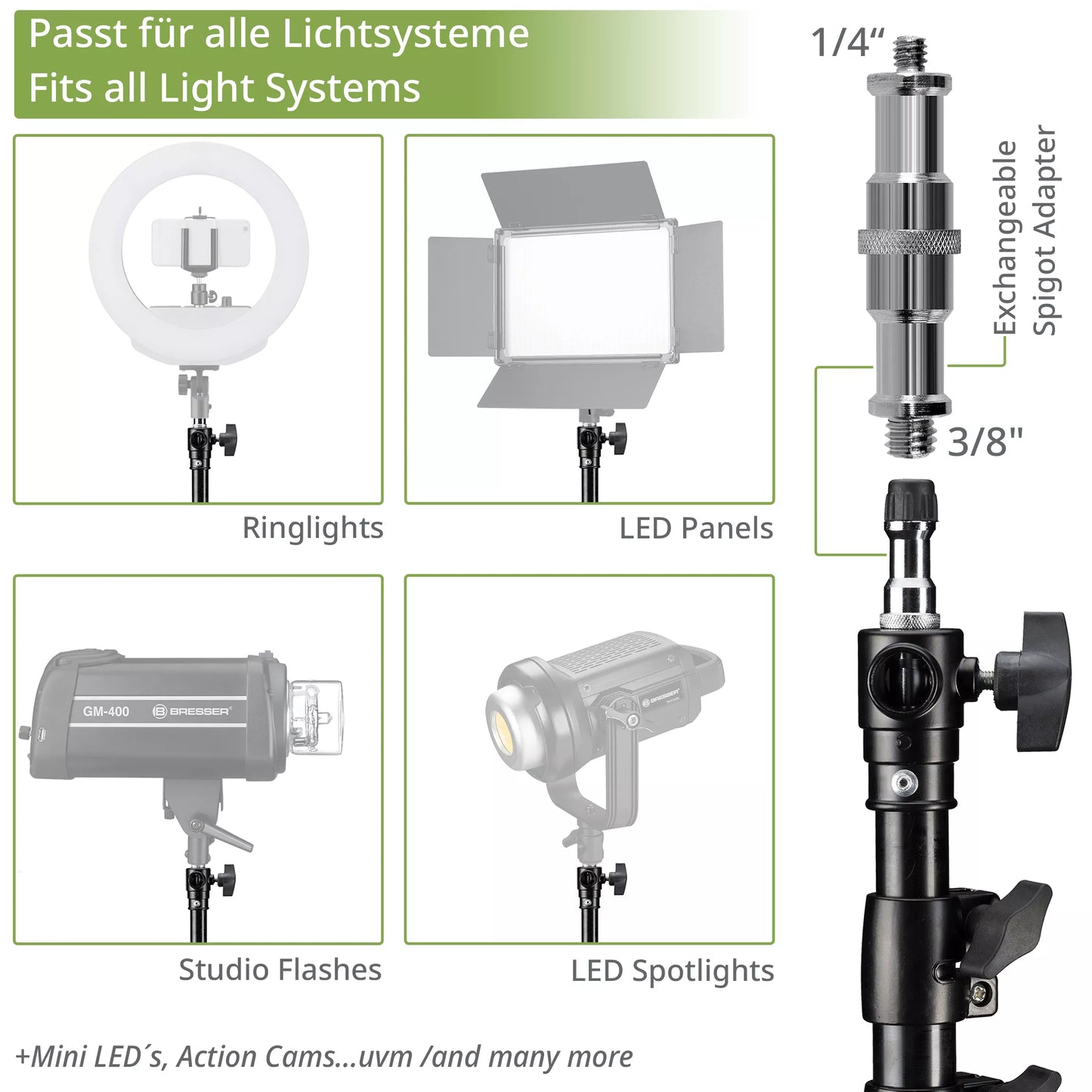 Kit de 3 trépieds d’éclairage 240 cm avec étui Bresser BR-TP240 PRO-1