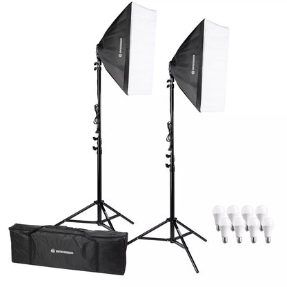 Kit d’éclairage LED lumière du jour BR-2845 avec 2 softbox 50 x 70 cm Bresser