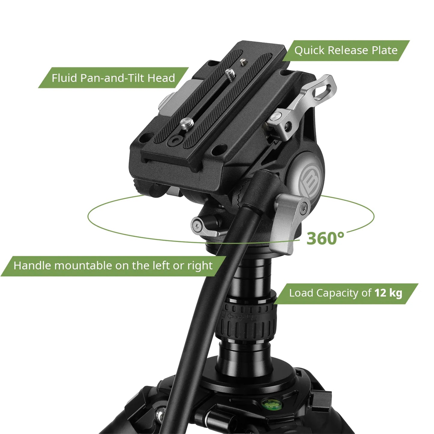 Treppiede BX-10 Pro con testa fluida panoramica e inclinabile – carico 10 kg, altezza 216 cm - Bresser