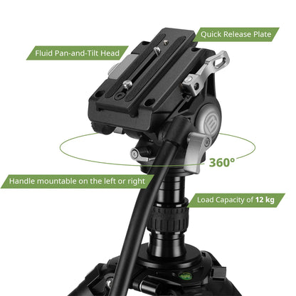 Treppiede BX-10 Pro con testa fluida panoramica e inclinabile – carico 10 kg, altezza 216 cm - Bresser