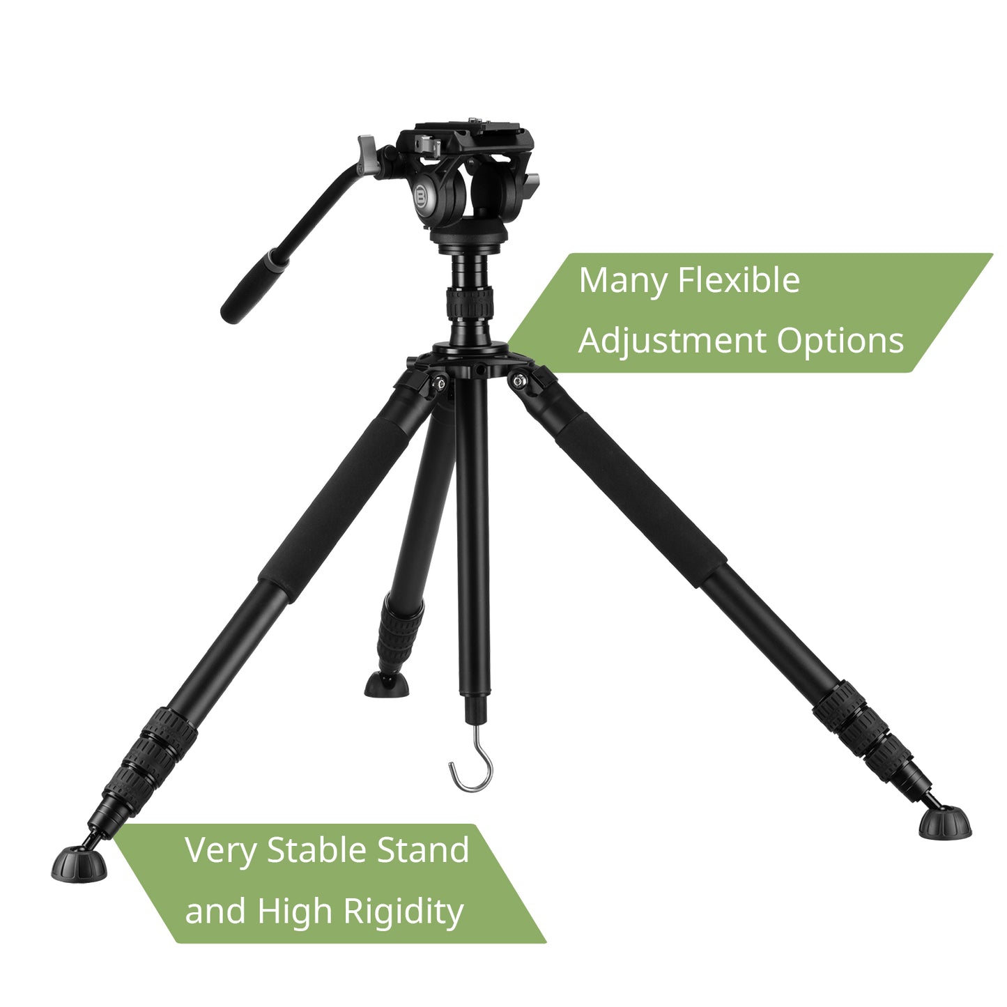 Treppiede BX-10 Pro con testa fluida panoramica e inclinabile – carico 10 kg, altezza 216 cm - Bresser