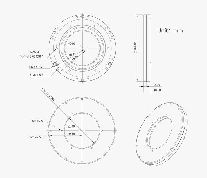 Tilt Plate M54 for Astronomy - ZWO