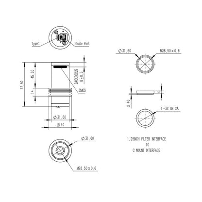Caméra planétaire et autoguidage 5III568M/C en couleur – back-illuminated CMOS, Global Shutter, 304 fps – pour l’astronomie QHY