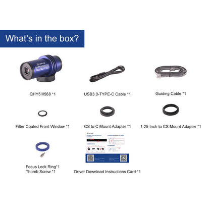 Caméra planétaire et autoguidage 5III568M/C en couleur – back-illuminated CMOS, Global Shutter, 304 fps – pour l’astronomie QHY