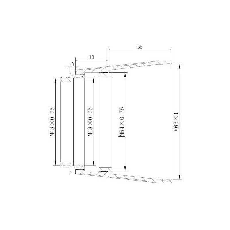 Adaptateur de projection M63x1 vers M48x0,75 - TS Optics