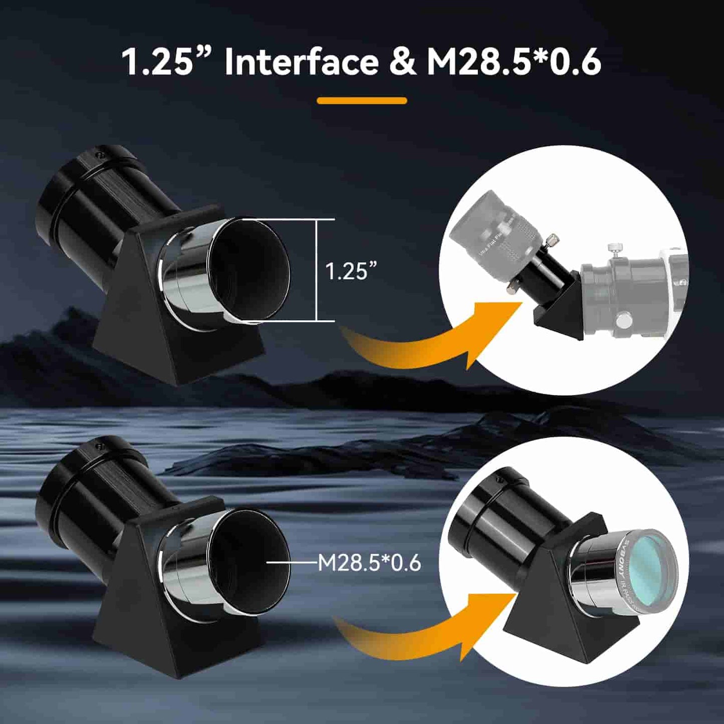 SV221 Korrekt Bildeprisme Diagonal 1.25 tommer 45 Grader for Refraktor teleskop - SVBONY