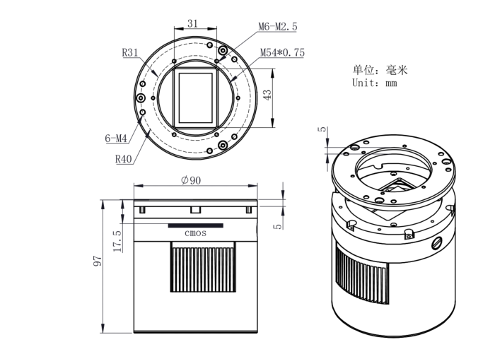 Caméra refroidie monochrome ZWO ASI6200MM-Pro pour l'imagerie planétaire et profonde - ZWO