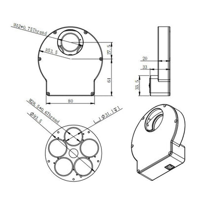 Filter Wheel EFW Mini ZWO 5x31.75mm or 5x31mm - ZWO