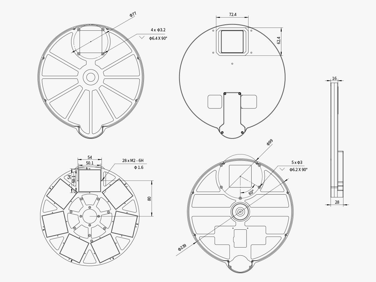 Roue à filtres EFW ZWO 7 positions 7x50mm carrés - ZWO