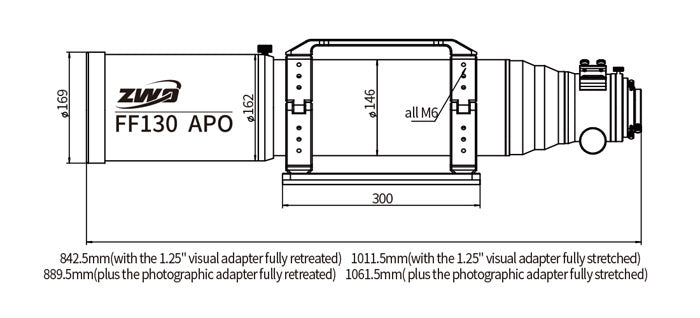 APO Quadruplet FF130 (F/7.7) Telescope for Astronomy Imaging - ZWO