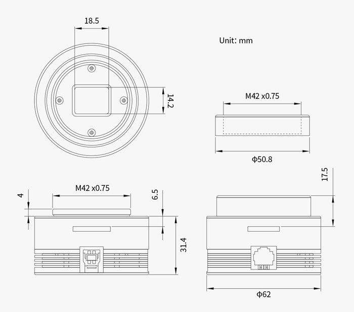 Caméra Monochrome ZWO ASI432MM - Grands Pixels pour l'Imagerie Solaire et Lunaire