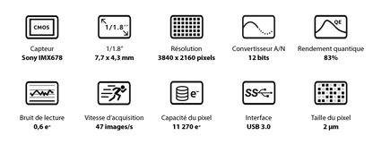 Caméra Couleur ZWO ASI678MC avec Capteur CMOS IMX678 - ZWO