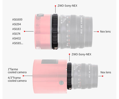 ASI T2 to Sony NEX Lens Adapter for ZWO ASI Cameras - ZWO