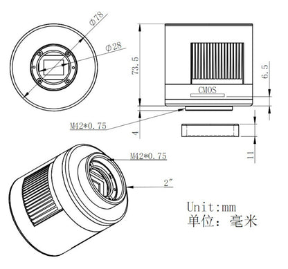 Tubos de extensão Fêmea/Fêmea ZWO T2 11mm - ZWO