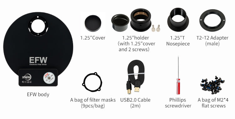 Motorized filter wheel 8 positions EFW ZWO for astronomy - ZWO