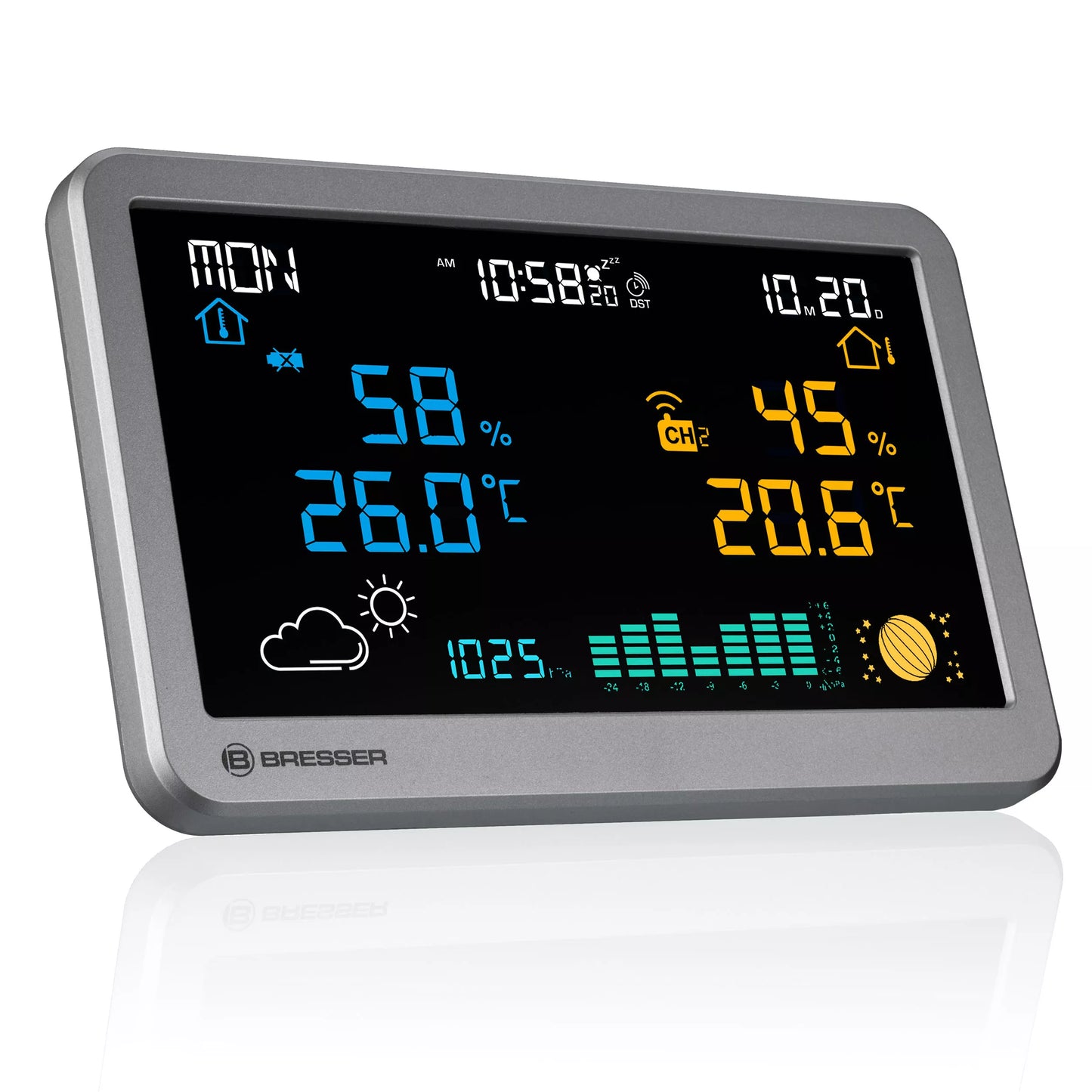 Station météo sans fil BRESSER MeteoTemp TBH - Prévisions météorologiques en temps réel