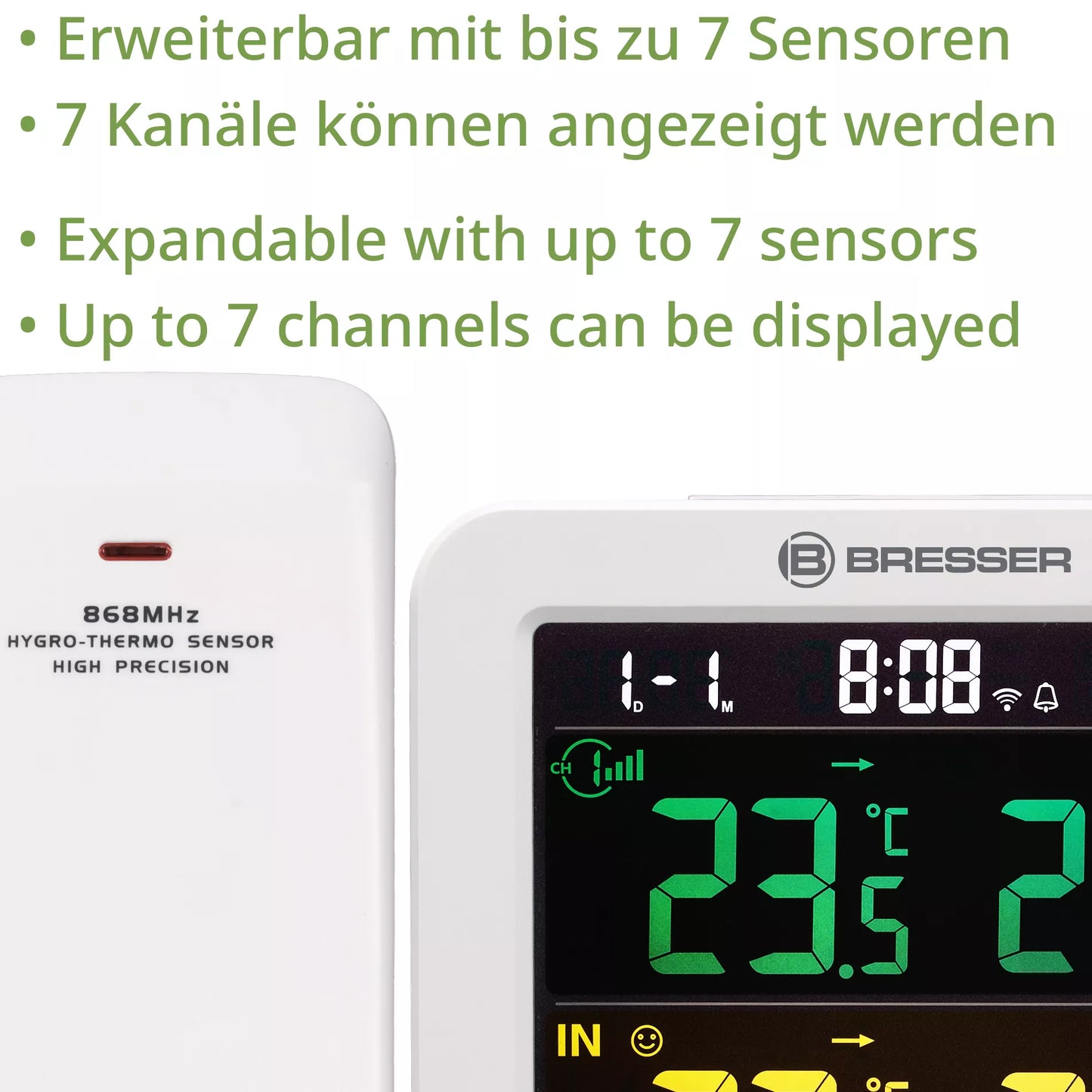 Thermomètre / Hygromètre BRESSER Tuya Smart Home à 7 Canaux - Bresser