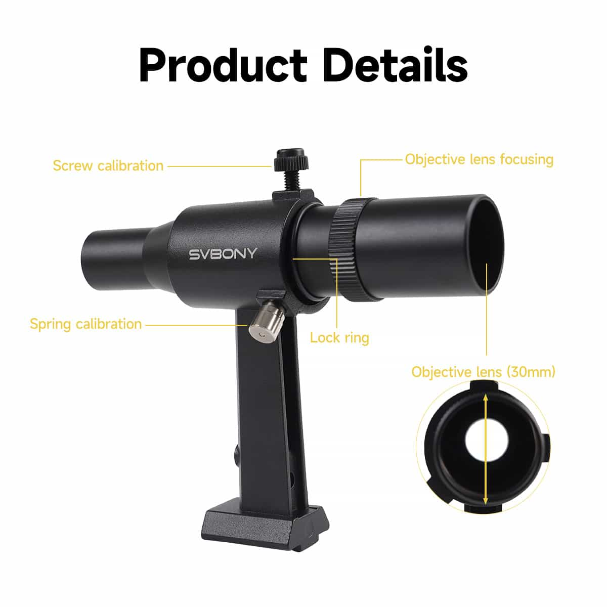 Chercheur droit Astronomique 6x30 avec Optique Correcte - SVBONY