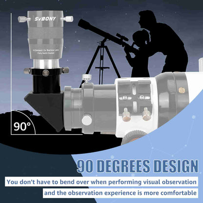 Miroir Renvoi Coudé 1.25 pouce 90 Degré avec Bagues de Compression en Laiton pour Télescope Réfracteur - SVBONY