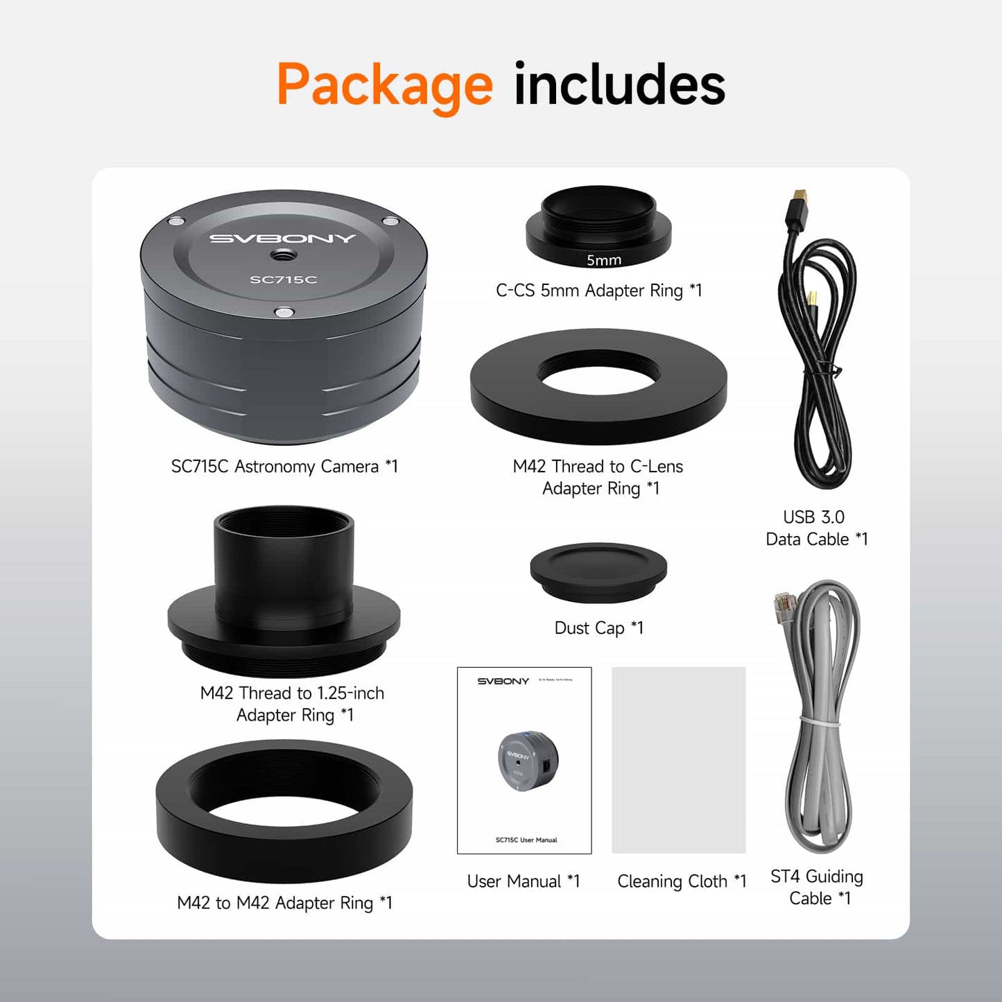 Color Planetary CMOS IMX715 USB3.0 Camera for Deep Sky Object Capture - Svbony