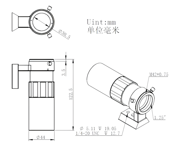 Mini guide telescope ZWO 30mm f/4 for astrophotography - ZWO