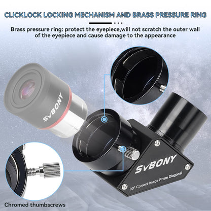 Призма Поворотна Під кутом 90 Градусів 1.25 Дюйми з Антибліковим Покриттям - SVBONY