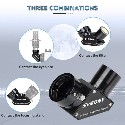 SVBONY SV222 - Diagonal with 90-degree erecting prisms 1.25 inches with anti-reflective metal coating for refractor telescope