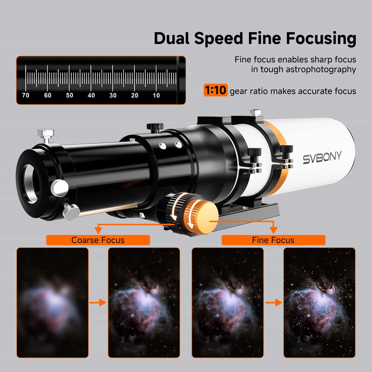Telescopio ED 70mm f/6.78 Quadruplet con Campo Piatto Integrato per l'Astrofotografia - SVBONY