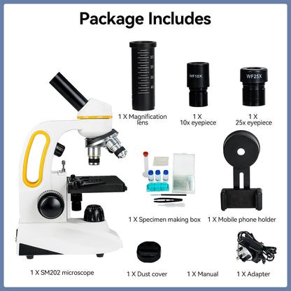 Microscope Monoculaire Composé Portable 80x-2000x pour l'Agriculture - SVBONY