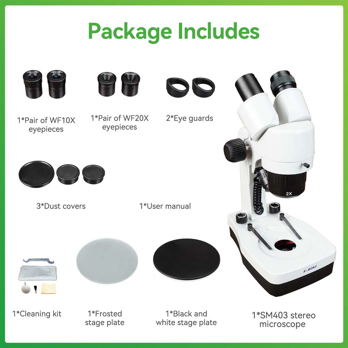 Microscope Stéréo Binoculaire SM403 20x-80x à Bras Avancé pour Soudure, Horlogerie et Analyse de Semences - Svbony