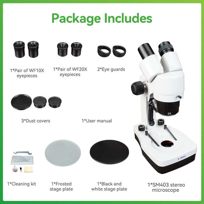 Microscope Stéréo Binoculaire SM403 20x-80x à Bras Avancé pour Soudure, Horlogerie et Analyse de Semences - Svbony