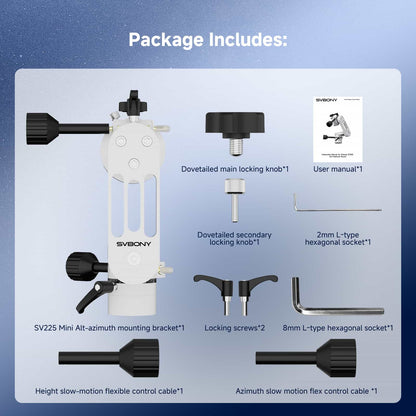 Monture Mini Alt-Azimuth SV225 à Réglage Fin pour Télescope - SVBONY