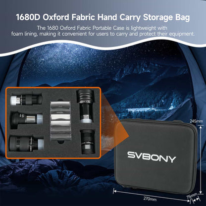 Kit d’Accessoires Télescope 1,25" Deluxe avec Oculaires, Filtres et Lentille Barlow - Svbony