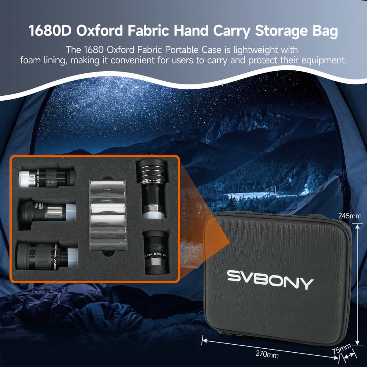 Kit d’Accessoires Télescope 1,25" Deluxe avec Oculaires, Filtres et Lentille Barlow - Svbony