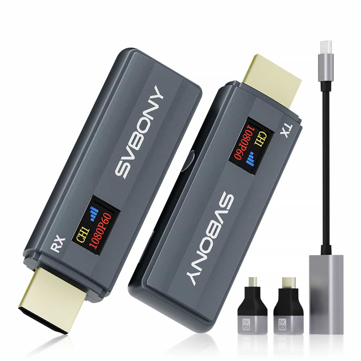 Wireless HDMI Transmitter and Receiver 1080P with a 0.42" OLED screen - Svbony