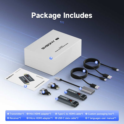 Wireless HDMI Transmitter and Receiver 1080P with a 0.42" OLED screen - Svbony