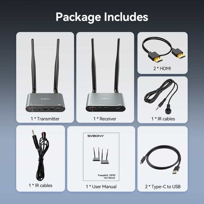 4K Wireless Video Transmission System with Low Latency 0.06s and HDMI Output 30Hz - SVBONY