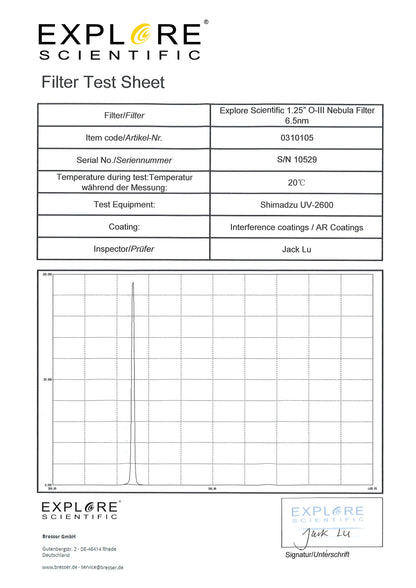 Filtre O-III 6.5nm Explore Scientific 1.25"