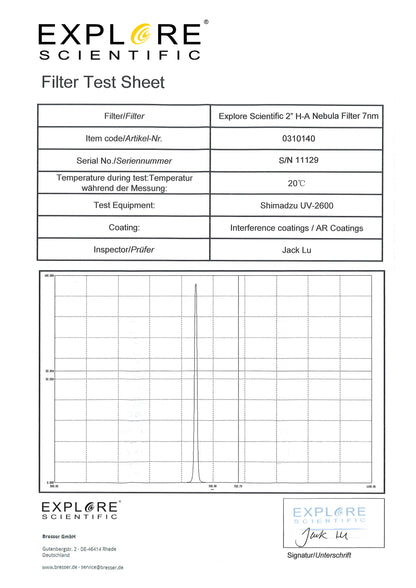 Explore Scientific 2" Filtre H-Alpha 7nm