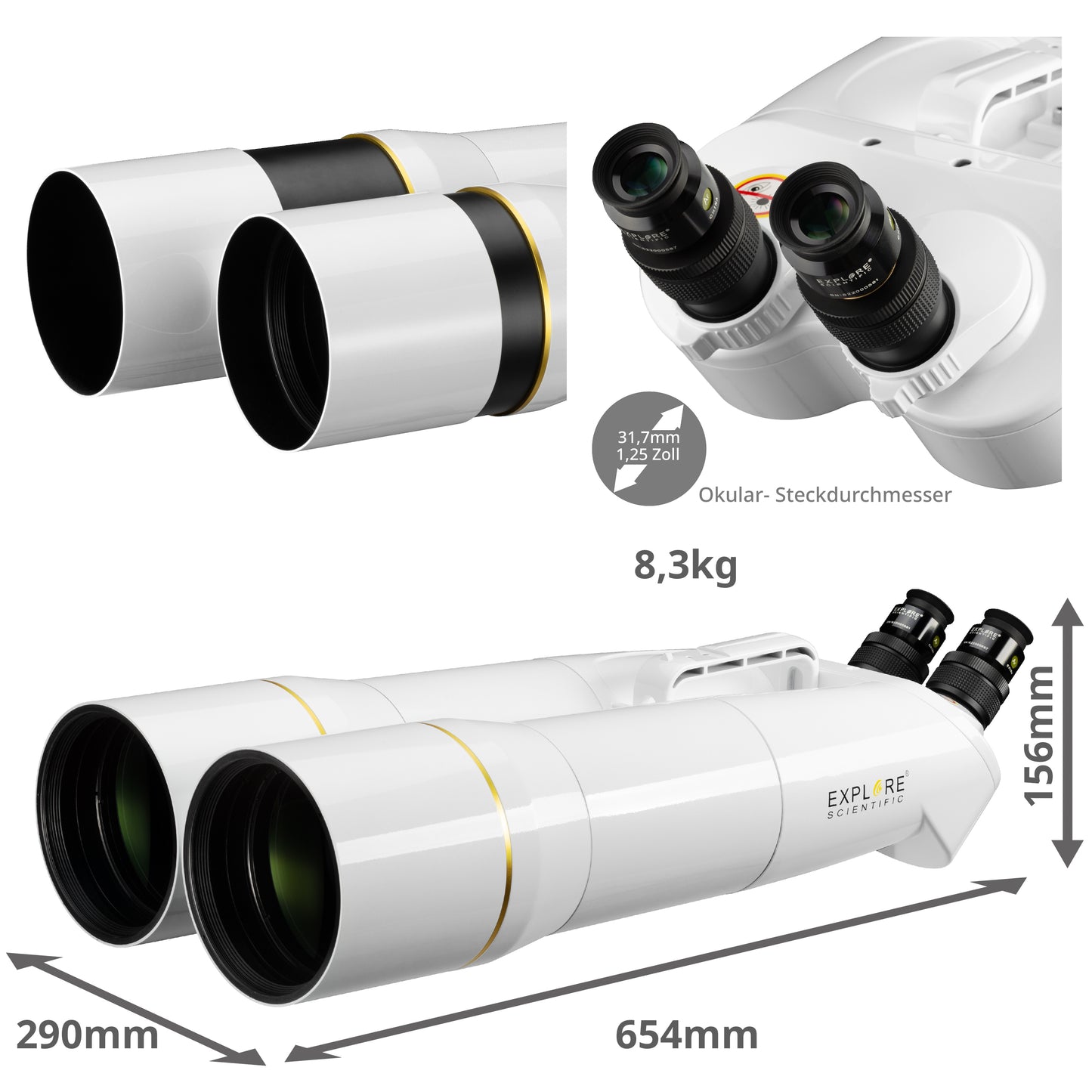 Binocular Telescope 120mm with 62° LER 20mm Eyepieces - Explore Scientific