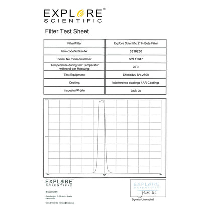 Filtras Nébulezė H-Beta 2’’ - Explore Scientific
