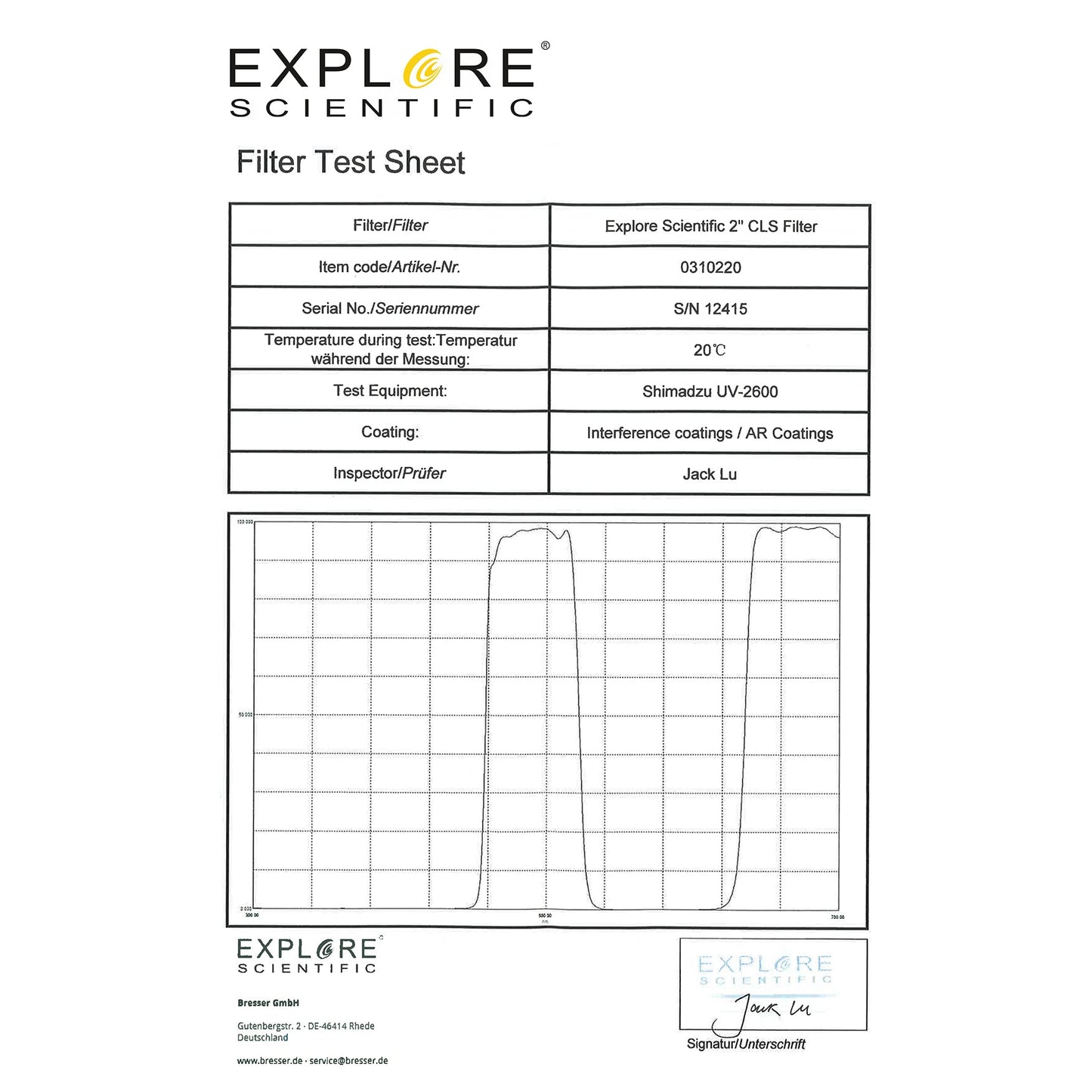 Filtras Niebuloms CLS 2’’ - Explore Scientific