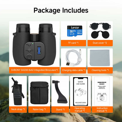 Jumelles Numériques SA208 8x42 avec Photo/Vidéo, Écran LCD et Verre ED - Svbony